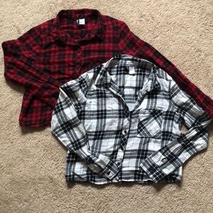 Red/Black/White Cropped Flannels